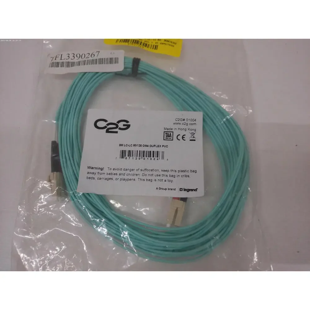 26.2ft (8m) LC-LC 50/125 OM4 Duplex Multimode PVC Fiber Optic Cable - Aqua